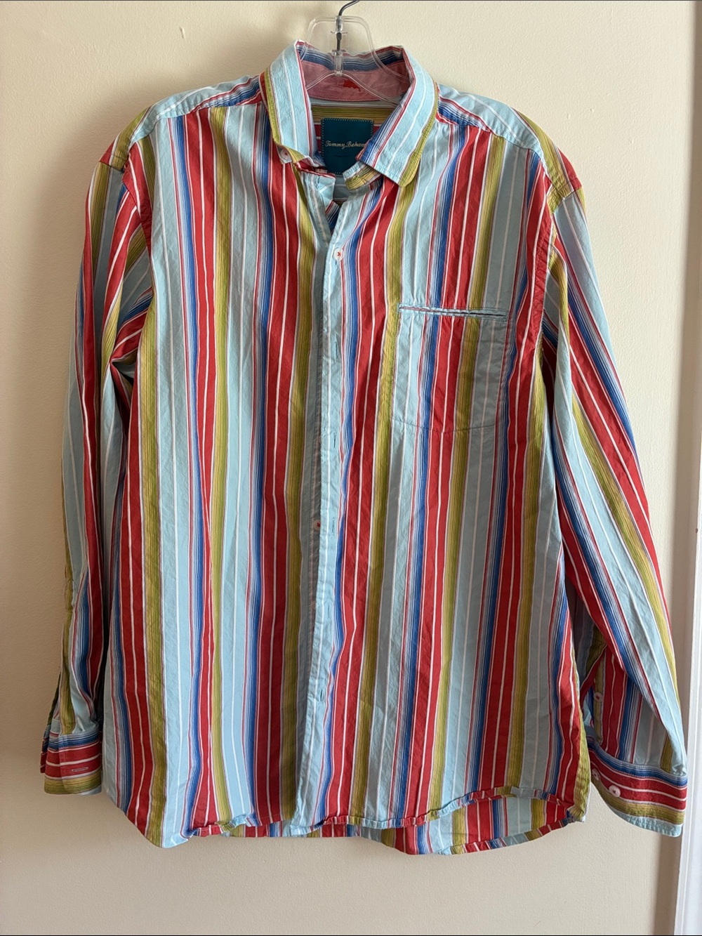 Tommy Bahama Men’s Multistripe Button-Down Shirt in Red, Blue, Green, Cream